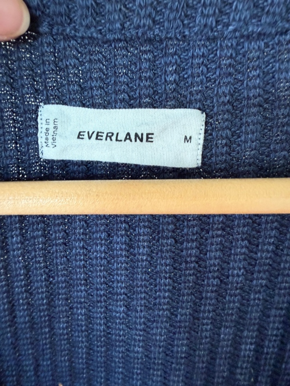 Everlane Navy Ribbed V-Neck Button-Front Cardigan - Picture 2 of 2